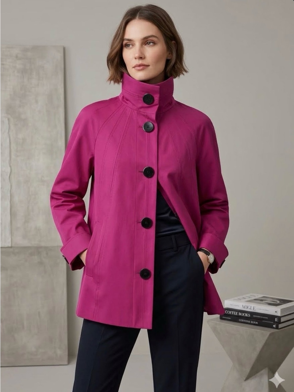Gallery Swing Trench Coat Plumb Magenta M